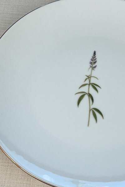 tabakevi Tabak Evi Porcelain Natura Cluster Gold Gilded Serving Plate 24.50cm Single