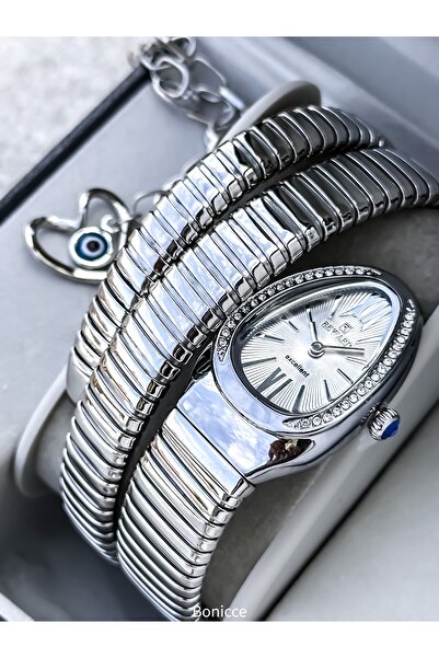 Reward Stone Snake Watch from Thick to Thin (2 Rounds), Polite Case (24 Diameter), 3 Atm Gray Steel Band, Bracelet