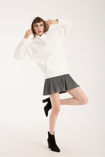 VEK Унисекс суитшърт с качулка и принт на акула на гърба