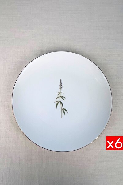 tabakevi Tabak Evi Porselen Natura Salkım Altın Yaldız Servis Tabağı 24,50cm 6 lı