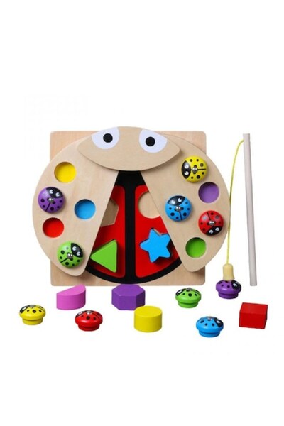 Picodino Montessori 2-in-1 Magnetic Fishing and Ladybug Sorting Game,