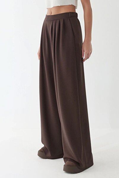 Hiccup Modal Touch Pile Detailed Wide Leg Trousers