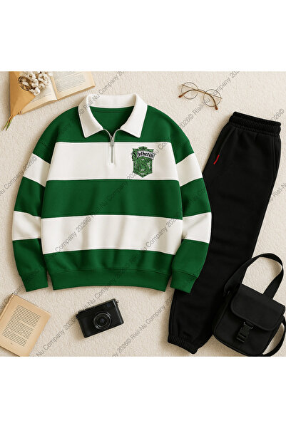 Risil-Nu Company New Season Premium Fabric (Unisex) Polo Neck Pieced 3 Thread Sweatshirt - Sweatpants 2-Piece Set