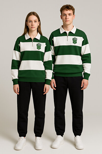 Risil-Nu Company New Season Premium Fabric (Unisex) Polo Neck Pieced 3 Thread Sweatshirt - Sweatpants 2-Piece Set