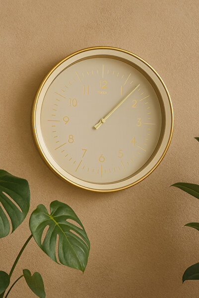 BKM HOME STORE Galaxy 35cm Duvar Saati-Gold