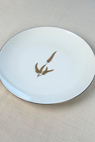 tabakevi Tabak Evi Porcelain Natura Marinum Gold Gilded Serving Plate 24.50cm Set of 6