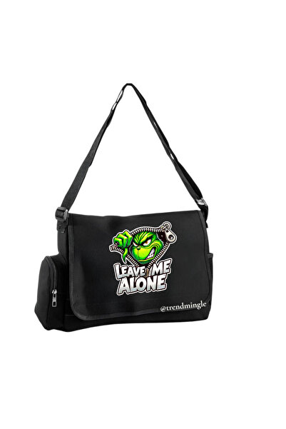 DEEFWEAR Black Grinch Leave Me Alone Printed Unisex Messenger Bag -Trendmingle