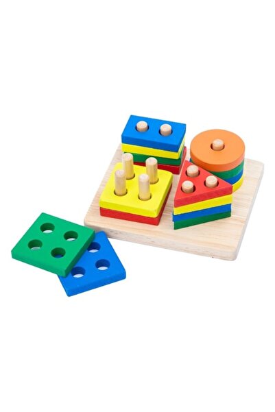 ALİBEİBEİ Jucărie din lemn cu forme geometrice, Alibeibei, multicoloră