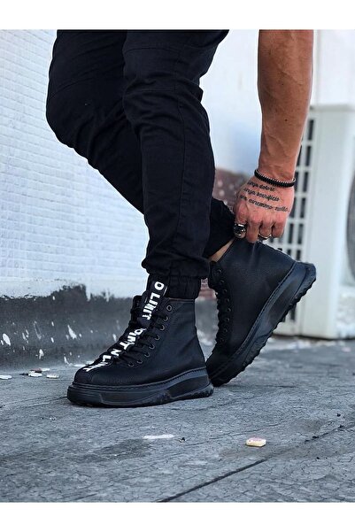 Zapatos WG03 Erkek Spor Günlük Bağcıklı Cilt Bot CST - Siyah