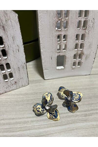 LikeMeByMelike Dip Reçine ve Bakır Tel ile Üretilmiş Tasarım Çiçek Küpe