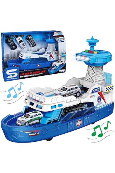 CIUPIGo Set Barca de Patrulare Politie cu Roti CIUPIGo®, Efecte Luminoase si Sonore, 3 Masini Metalice