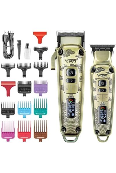 VGR ماكينة قص الشعر V-643 فائقة الجودة مع غطاء معدني و12 مشطًا توجيهيًا وزر ا...