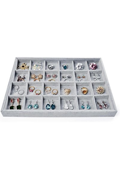 Hope صينية تنظيم أدراج المجوهرات من المخمل الجليدي مكونة من 24 شبكة، مع فواصل...
