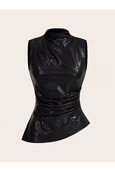 MARCELY Kertenkele Desenli Asimetrik Etekli Kolsuz Büstiyer