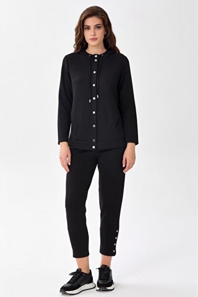 İKİLER Önü Çıtçıtlı Kapüşonlu S-Shirt 256-2108