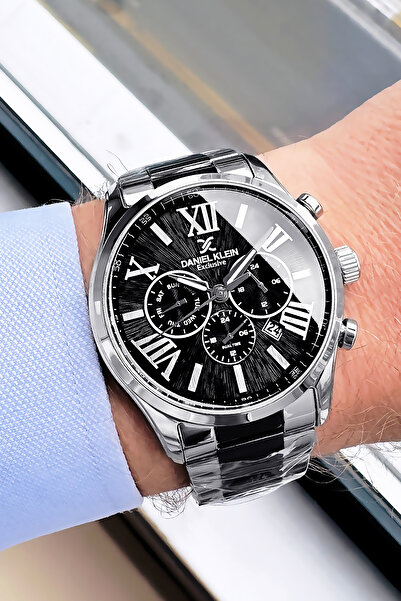Daniel Klein Exclusive Men's Wristwatch Waterproof Silver Black Color Steel B...