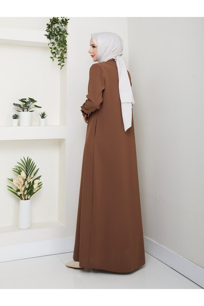 Butik Honeycomb Fabric Ruffled Sena Ferace (Brown)