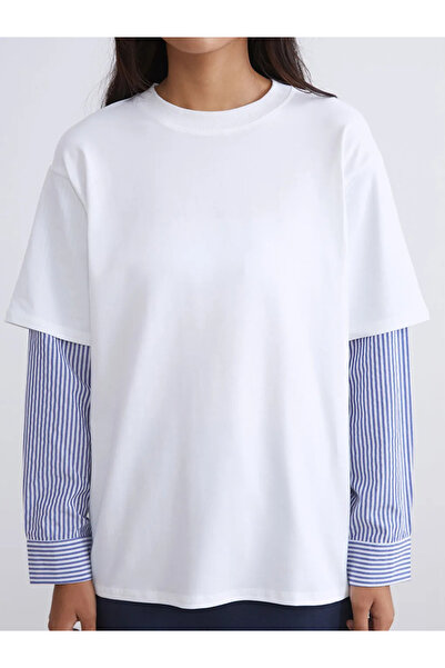 LC Waikiki Lcw Modestekru Crew Neck Striped Women's Sweatshirt Tunic