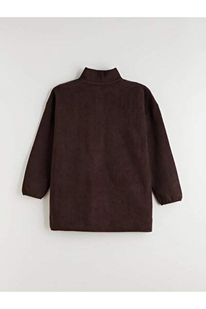 LC Waikiki Lcw Modestbrown High Neck Printed Fleece Women's Sweatshirt Tunic