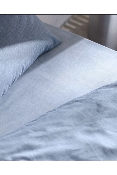 Madame Coco Odette Double 100% Cotton Ranforce Printed Duvet Cover Set - Dark Blue