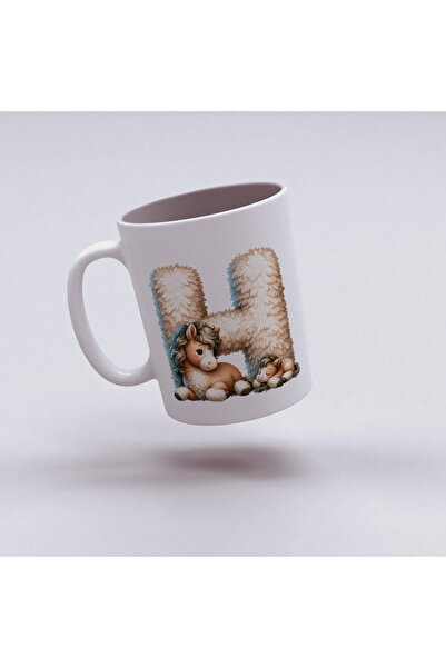 Kupa Letter H Design Cup, Cute Animal Themed Letter Cup