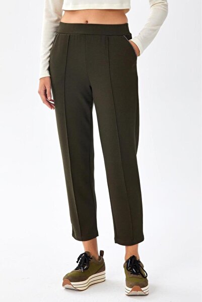 İKİLER Beli Lastikli Cepleri Taş Şerit Detaylı Pantolon 256-2107