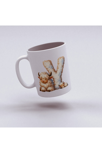 Kupa Letter Y Design Cup, Cute Animal Themed Letter Cup