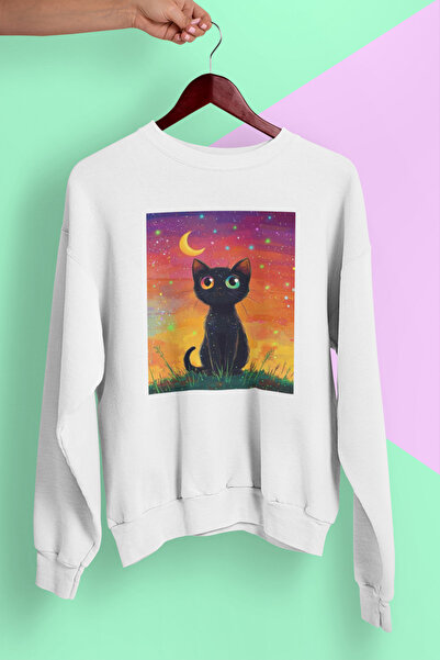 MAGORS STIL-X SWEATSHIRT OVERSIZE UNISEX CU Gâtul rotund, cu imprimeu cu pisi...