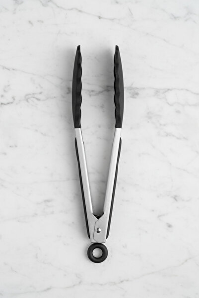 Dia Black Wooden Silicone 12 Piece Serving Tongs Set & Set