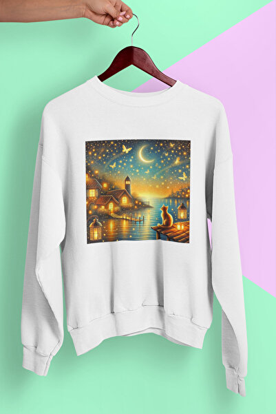 MAGORS STIL-X SWEATSHIRT OVERSIZE UNISEX CU Gâtul rotund, cu imprimeu cu pisi...