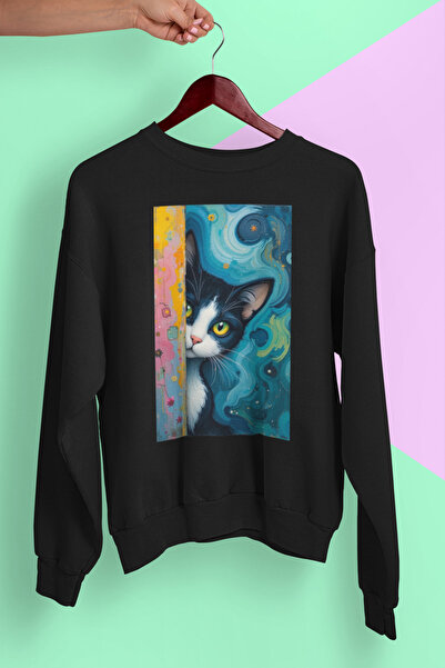 MAGORS سترة رياضية كبيرة الحجم مطبوعة عليها قطط لطيفة من STIL-X للجنسين