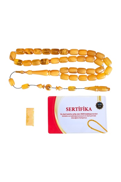 LEBLEBİ TESBİH 1 Ton of Prayer Beads Made from 109 Certificated Squeeze Amber Prayer Beads Lt1408