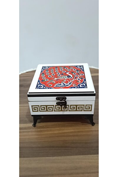 Lazerlimazerliişler AHŞAP SERAMİK KUTU (SONSUZ AŞK TEMALI BEYAZ)