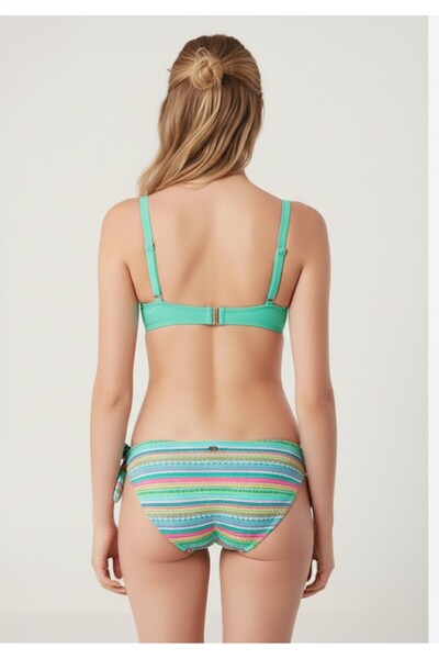 Kom Μπικίνι με κορδόνια Bandeu με σχέδιο με γραμμές – Mix & Match Μονό κάτω μέρος