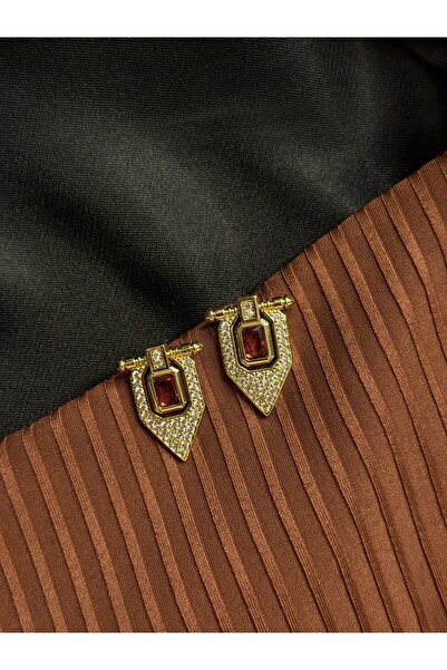 lotusbybuket Vip Zirconium Red Stone Detailed Earrings