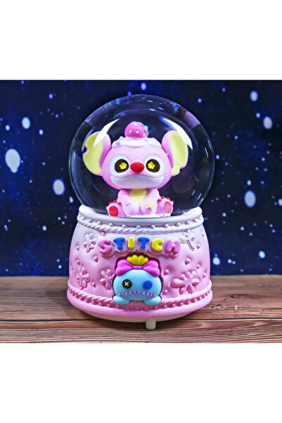 nesever store Mega Boy Stitch Kar Küresi Oto Kar Püskürtmeli Işıklı Müzikli Küre