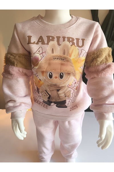 Miss Melinda Kids Girl's Plush Detailed Embossed Thick Suit with Pockets 100% Cotton Labubu