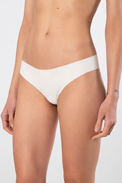 TÜREN Women's Laser Cut Cotton Brazilian Panties 908/Ecru