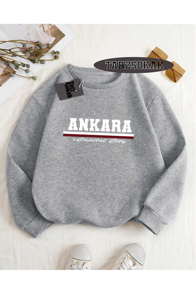 Tarzsokak Hanorac cu guler tip biskuit, gri, orașul capitală Ankara, design s...