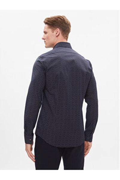 Calvin Klein Ανδρικό Πουκάμισο K10K112298 Μπλε Σκούρο Μπλε