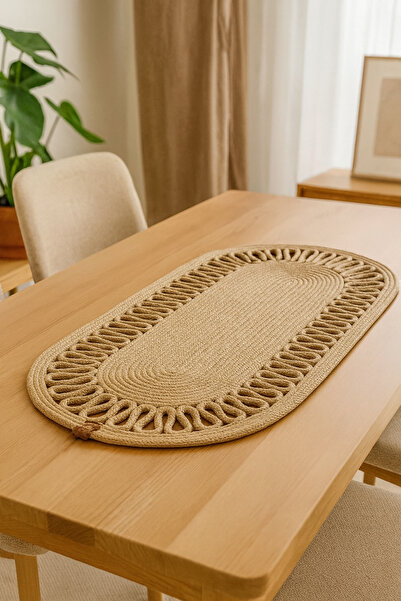 Salvia Dione Wicker Runner Decorative Tablecloth Natural Jute Oval American Service Coffee Table and Table Bohemian Home Decoration