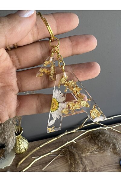 Sultan Tasarım Minik Harfli Papatyalı Harf Anahtarlık