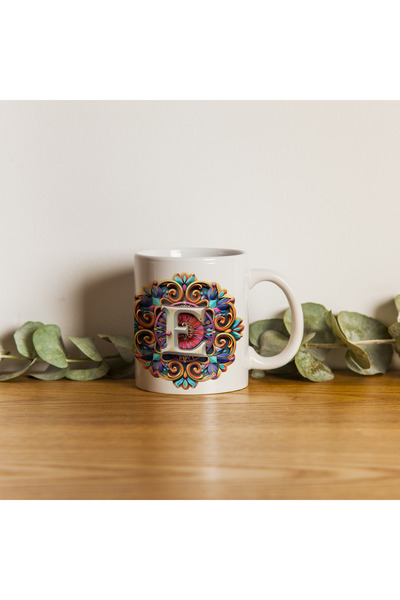 Kupa كوب بحرف E بتصميم بوهيمي، كوب هدايا ملون بتصميم خاص، سعة 330 مل من البور...