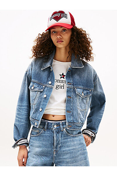 Tommy Hilfiger kadın tommy girl oversized denim ceket