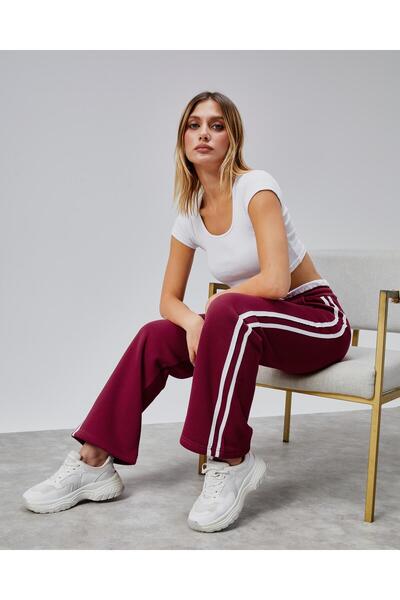 oso moda بنطلون رياضي فضفاض بتفاصيل مخططة