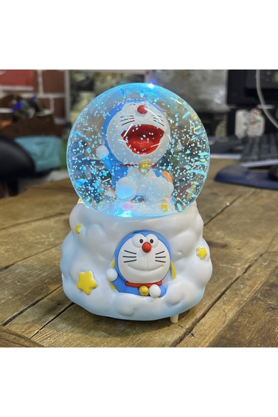 nesever store Mega Boy Doraemon Kar Küresi Oto Kar Püskürtmeli Işıklı Müzikli...