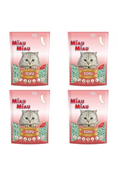 MIAU MIAU Pachet 4 x Nisip pentru pisici Tofu FRESH 10L