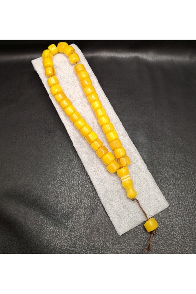 Han Ticarethane سبحة من حجر العنبر الأصفر المنقوش بنمط الهارلي