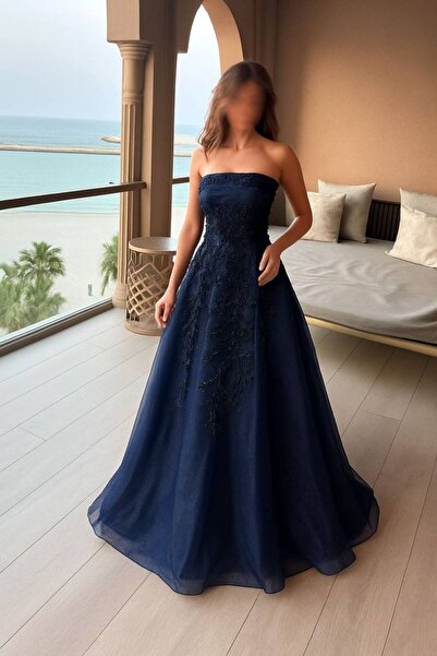 Generic فستان سهرة كحلي فاخر