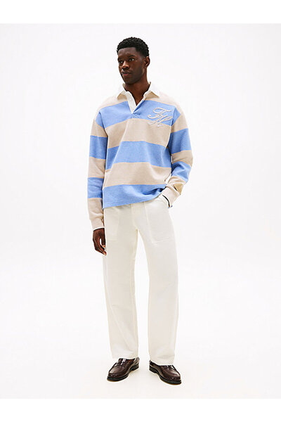 Tommy Hilfiger erkek t1 ınterlock panel sweatshirt